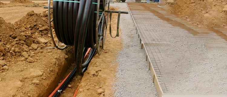 Déroulage câbles tranchée BF Connectivity